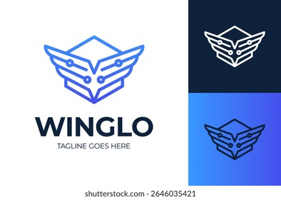 wing hexagon logo. wing tech logo vector icon illustration. Fly wings professional business logotype strength logo icon.