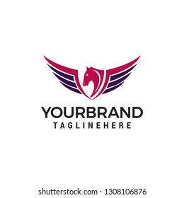 wing horse logo design concept template