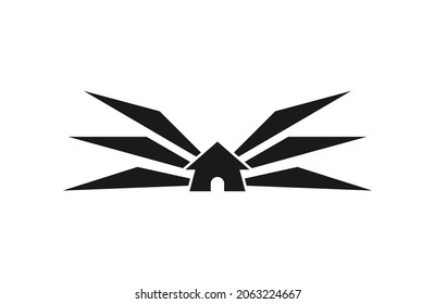 Wing House Logo Simple Silhouette Black and White