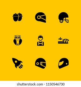 wing icon. 9 wing set with helmet, airplane, bird and rocket vector icons for web and mobile app