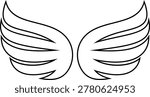 Wing icon angel wings, bird wings, feather wings symbols in black flat and line style vector, flying emblem badge icon pack for logo tattoo aviation fantasy design