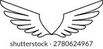 Wing icon angel wings, bird wings, feather wings symbols in black flat and line style vector, flying emblem badge icon pack for logo tattoo aviation fantasy design
