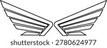 Wing icon angel wings, bird wings, feather wings symbols in black flat and line style vector, flying emblem badge icon pack for logo tattoo aviation fantasy design