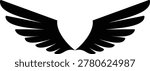 Wing icon angel wings, bird wings, feather wings symbols in black flat and line style vector, flying emblem badge icon pack for logo tattoo aviation fantasy design