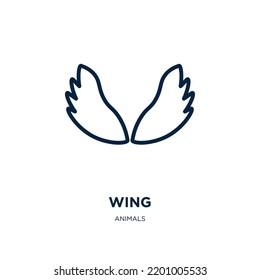 wing icon from animals collection. Thin linear wing, flight, air outline icon isolated on white background. Line vector wing sign, symbol for web and mobile