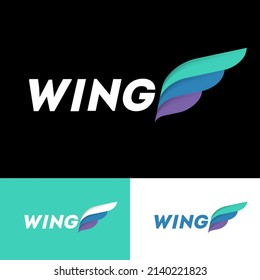 Wing icon. Bird wing emblem. Flight or aviation. Lightness or flying logo. 