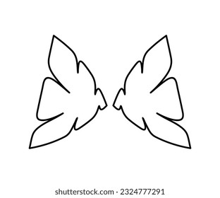 wing icon black line design. Wings badge on a white background. Vector illustration.