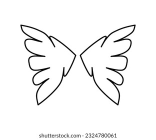 wing icon black line design. Wings badge on a white background. Vector illustration.