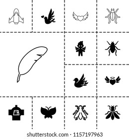 Wing icon. collection of 13 wing filled and outline icons such as beetle, heart angel wings, angel, butterfly, fly, bird, love bird. editable wing icons for web and mobile.