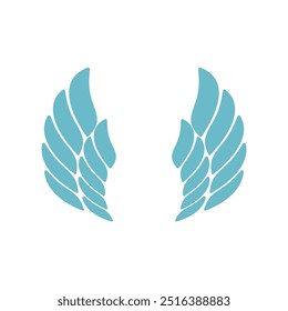 Wing icon. Flat color design. design element illustration of a pair of blue wings for various purposes. fairy wings