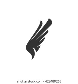 Wing icon isolated on a white background. Logo silhouette design template. Simple symbol concept in flat style. Abstract sign, pictogram for web, mobile and infographics - stock vector