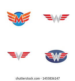 wing icon logo with initial letter