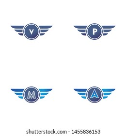 wing icon logo with initial letter