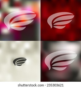 wing icon on blurred background