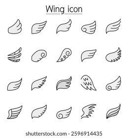 Wing icon set in color line style