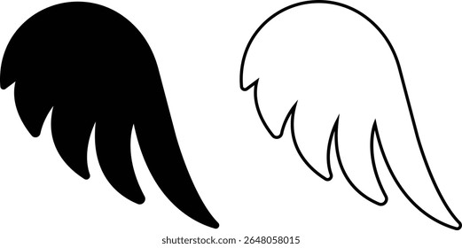 Wing icon set, wing logo designs. Various artistic bird, angel, bat, eagle, and minimalist wing vector collection isolated on transparent for branding, tattoos, emblems, or fantasy design projects.