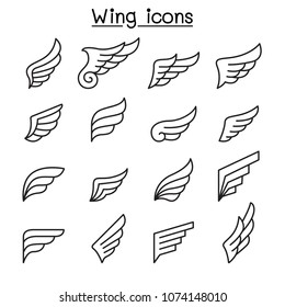 Wing icon set in thin line style