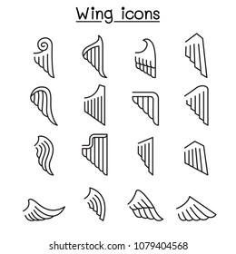 Wing icon set in thin line style