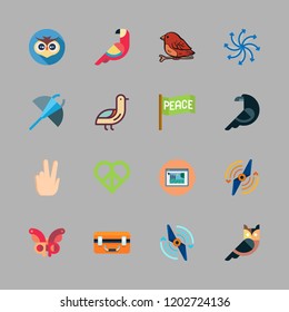 wing icon set. vector set about propeller, bird, owl and image icons set.