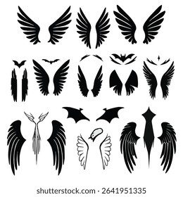 Wing icon set. Wing vector. Collection wings badges. Wing logo Vector