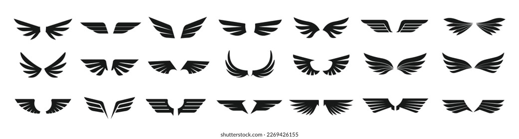 Wing icon. Wing icon set. Vector emblem