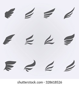 Wing icon set . Vector illustration