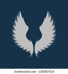 wing icon, wing symbol. Flat vector sign isolated on blue background. Simple vector illustration for graphic and web design.