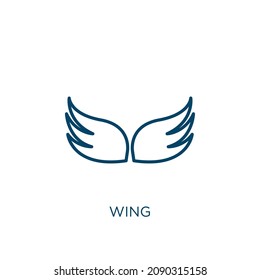 wing icon. Thin linear wing outline icon isolated on white background. Line vector wing sign, symbol for web and mobile