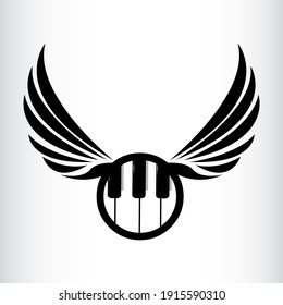 Wing icon with tooth piano isolated on white background from animals collection. Vector illustration EPS.8 EPS.10