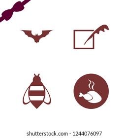 wing icon. wing vector icons set bat, feather, hot chicken and bee
