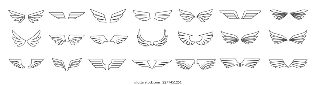 Wing icon. Wing Vector. Line icon set. Vector emblem	