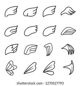 Wing icon, wing vector set