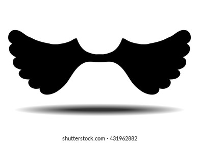 Wing icon vector with shadow. Flat vector icon on white background