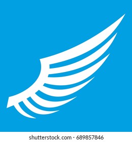 Wing icon white isolated on blue background vector illustration
