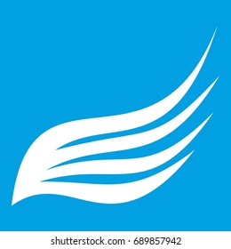 Wing icon white isolated on blue background vector illustration