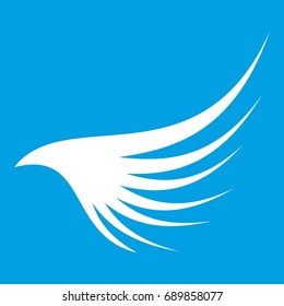 Wing icon white isolated on blue background vector illustration