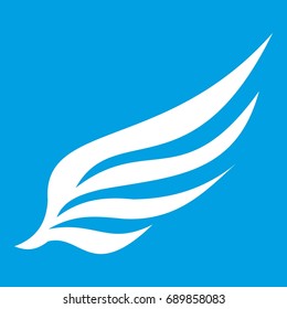 Wing icon white isolated on blue background vector illustration