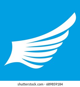 Wing icon white isolated on blue background vector illustration