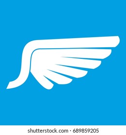 Wing icon white isolated on blue background vector illustration