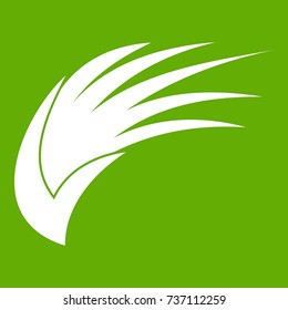 Wing icon white isolated on green background. Vector illustration