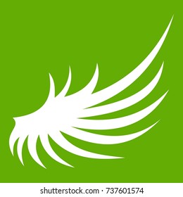 Wing icon white isolated on green background. Vector illustration