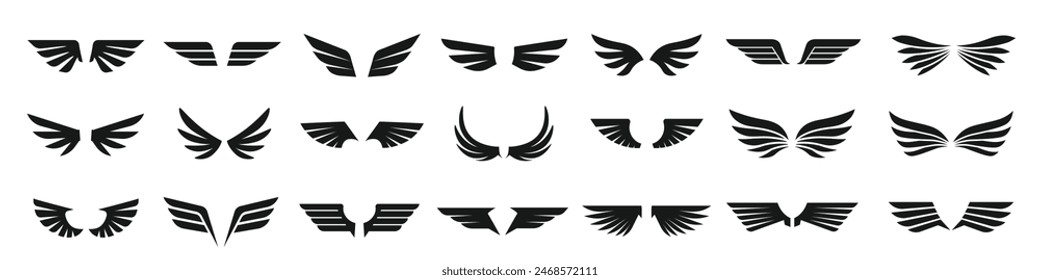 Wing icon. Wings icon set.