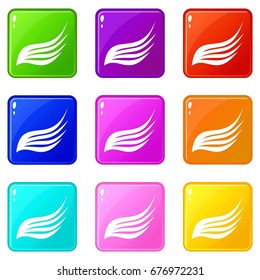 Wing icons of 9 color set isolated vector illustration