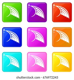 Wing icons of 9 color set isolated vector illustration