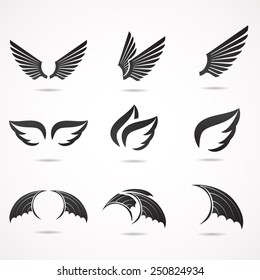 Wing icons collection. Vector illustration.