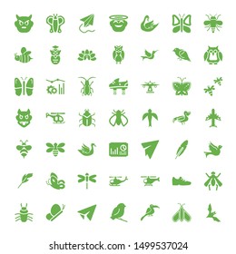 wing icons. Editable 49 wing icons. Included icons such as Bat, Butterfly, Toucan, Bird, Paper plane, Beetle, Wasp, Leather Derby Shoe, Helicopter. wing trendy icons for web.