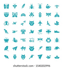 wing icons. Editable 49 wing icons. Included icons such as Origami, Swan, Paper Plane, Toucan, Demon, Owl, Sparrow, Eagle, Planing, Feather, Devil. wing trendy icons for web.