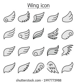 Wing icons set fill color line style