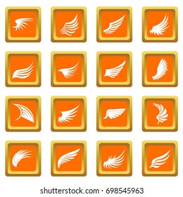 Wing icons set in orange color isolated vector illustration for web and any design