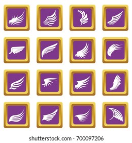 Wing icons set in purple color isolated vector illustration for web and any design